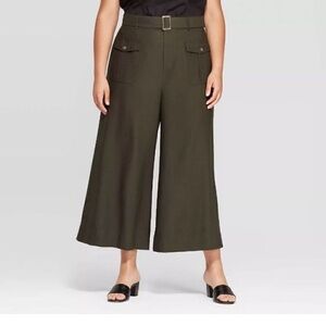 Who What Wear Olive Green Wide Leg Gaucho Pants Size‎ 4
